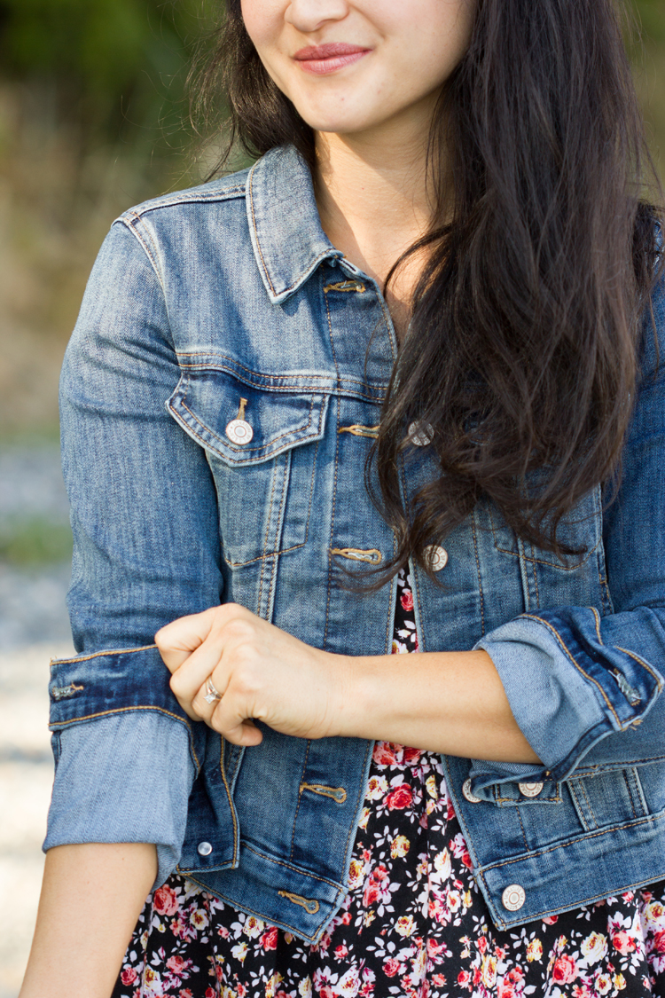 short frock with jeans jacket