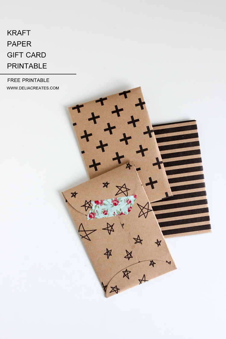 Kraft Paper Gift Card Envelope Free Printable 