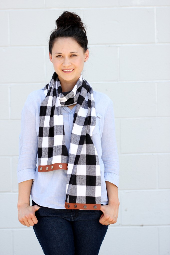 Leather + Flannel Snap Scarf Tutorial