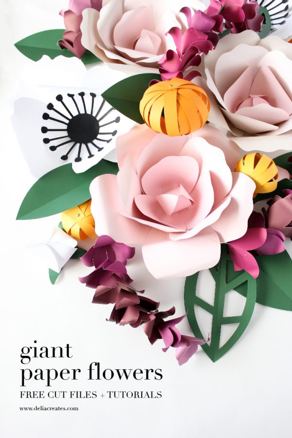 Giant Paper Flowers + Free Silhouette Cut Files!