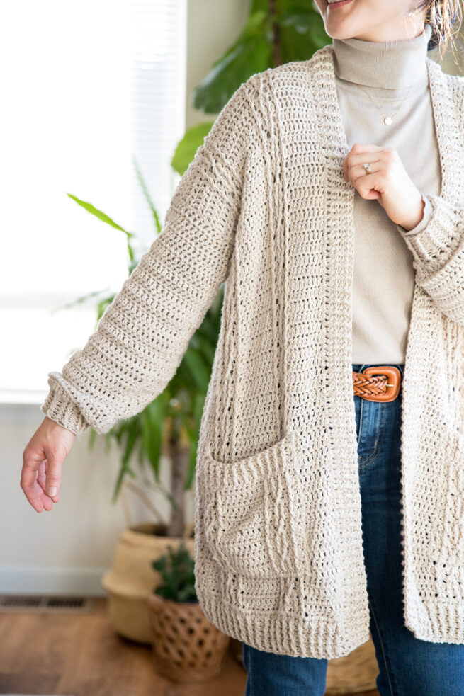 Crochet Cabled Cardigan - free pattern and tutorial for sizes XXS- XXL